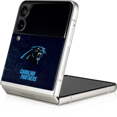 NFL Carolina Panthers Distressed Galaxy Z Flip4 5G Skin